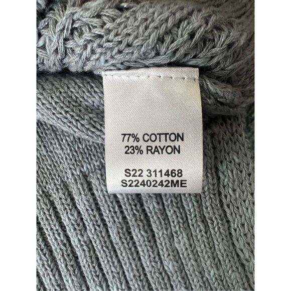 NWT Weatherproof Vintage Slub Pointelle Knit Mock Neck Sweater Dusty Blue Medium - Picture 6 of 10